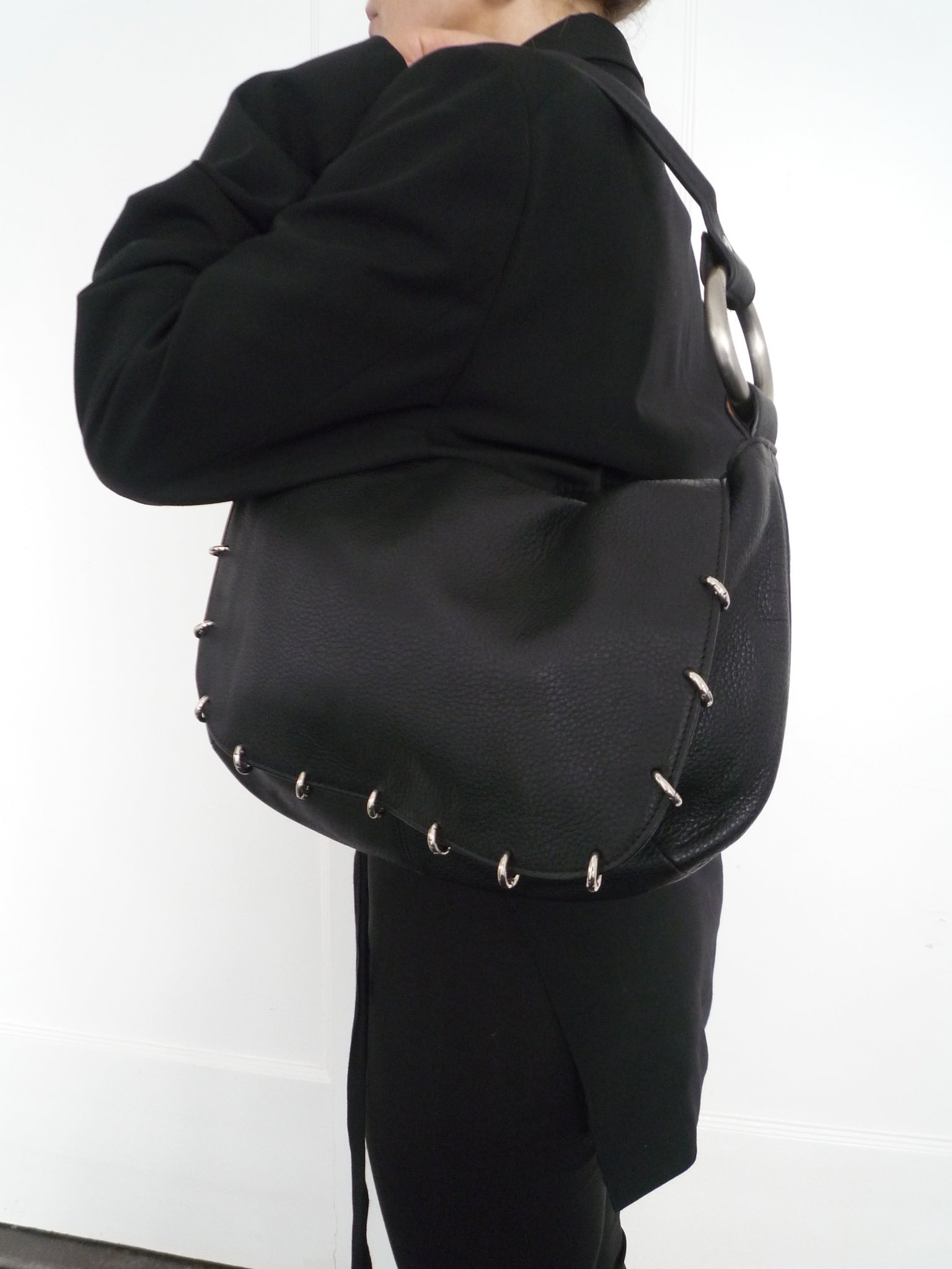 Black Leather Piercing Bag