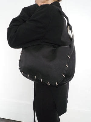 Black Leather Piercing Bag