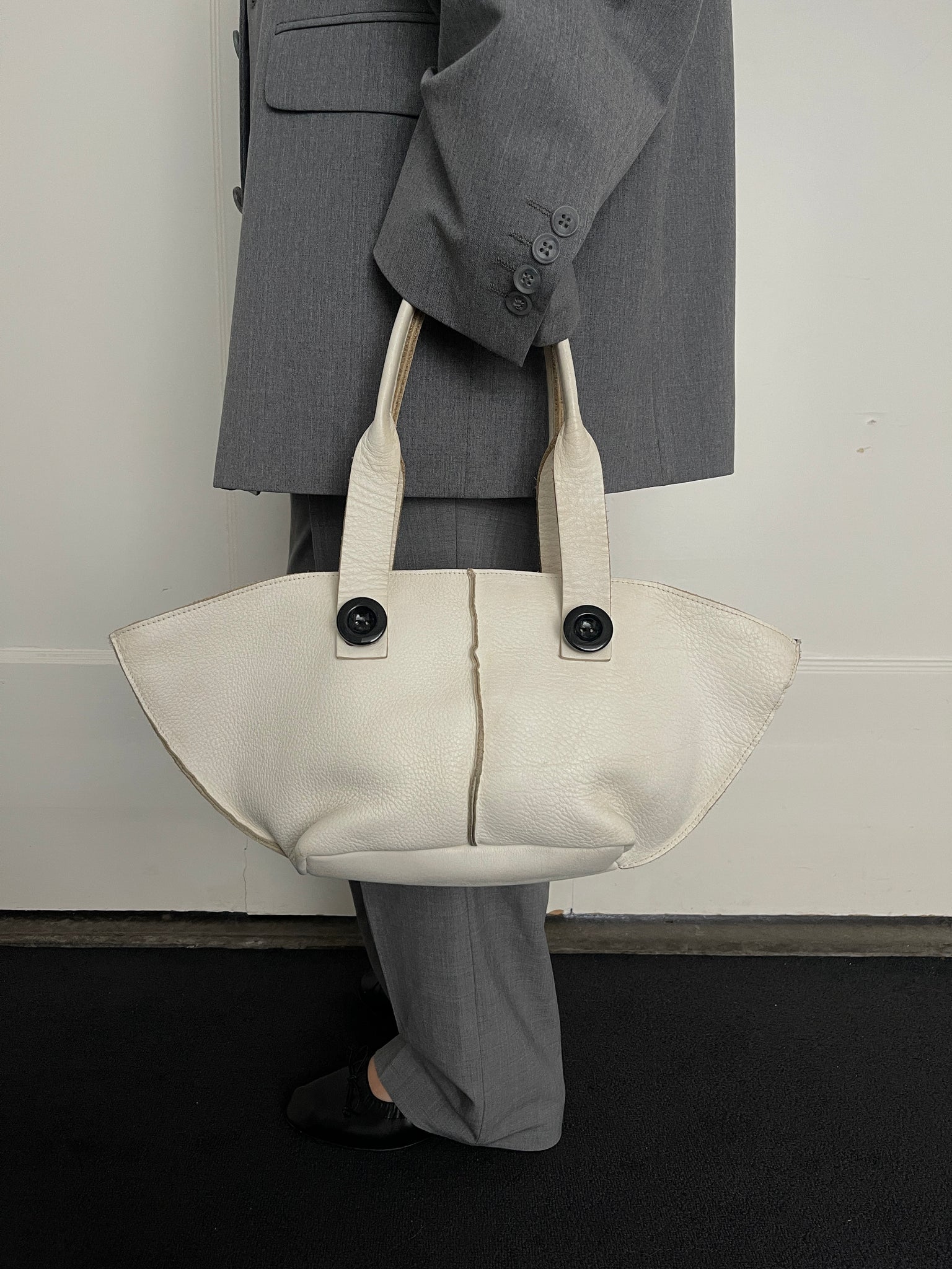 Button Bag in Cream
