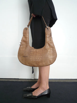 Croc Light Brown Leather Bag