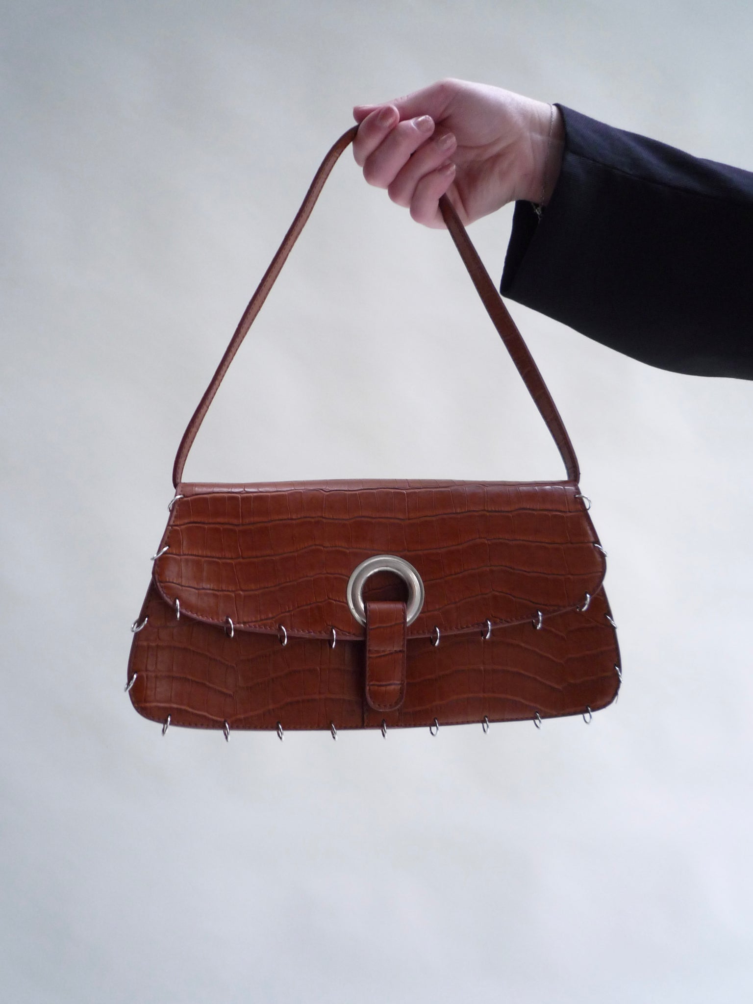 Leather Croco Piercing Bag