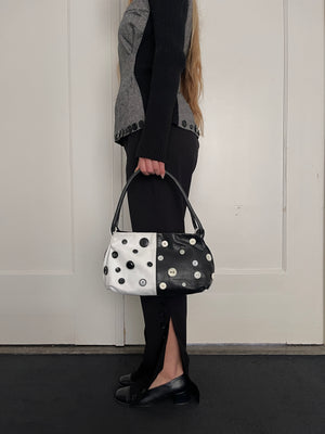 Button Bag in Black and White