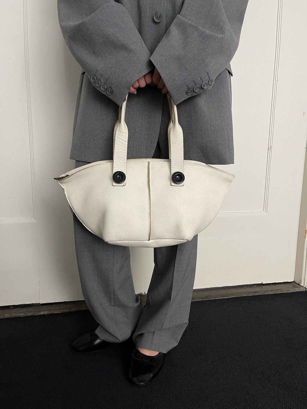 Button Bag in Cream