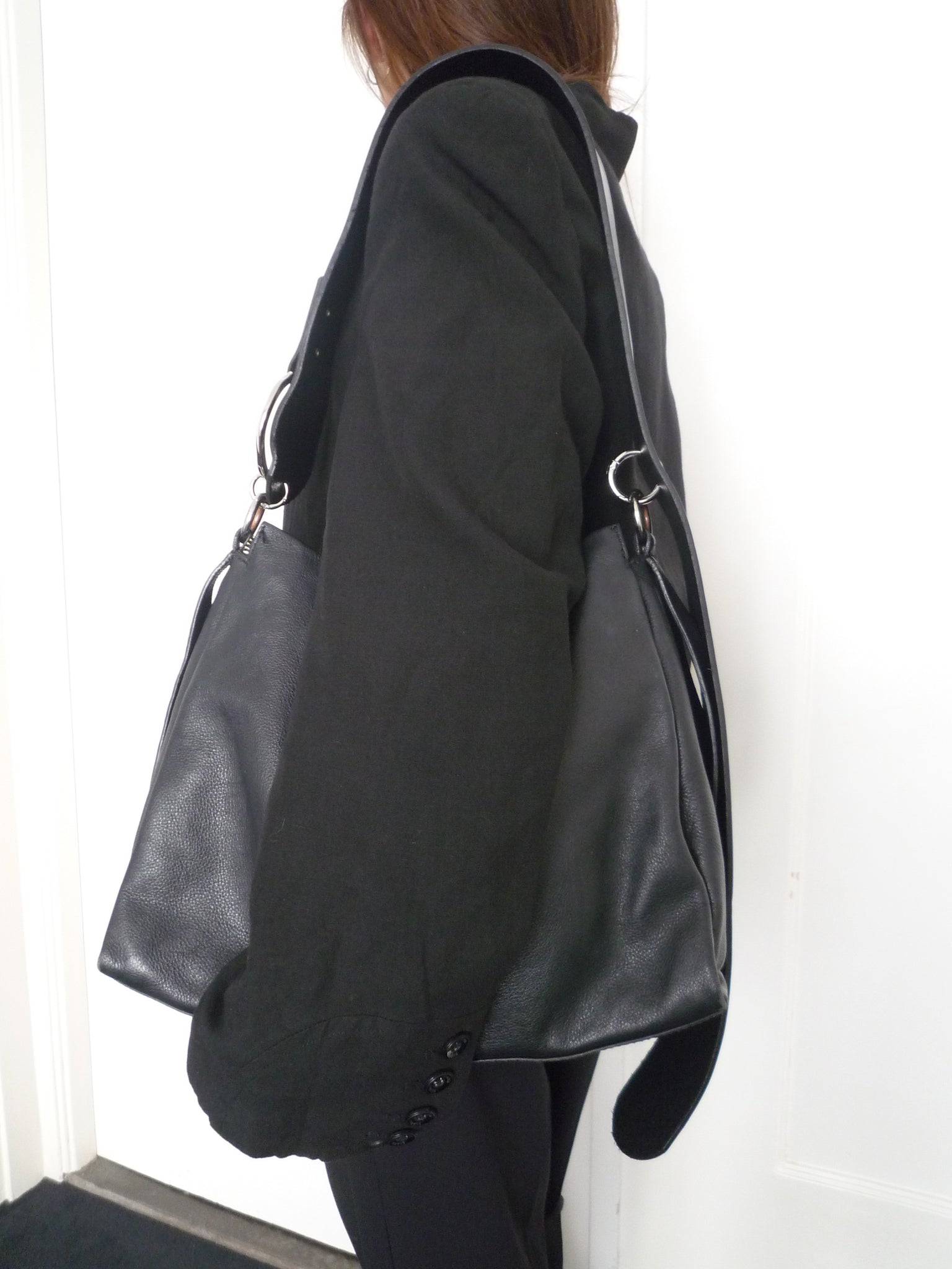 Black Leather Belt Bag