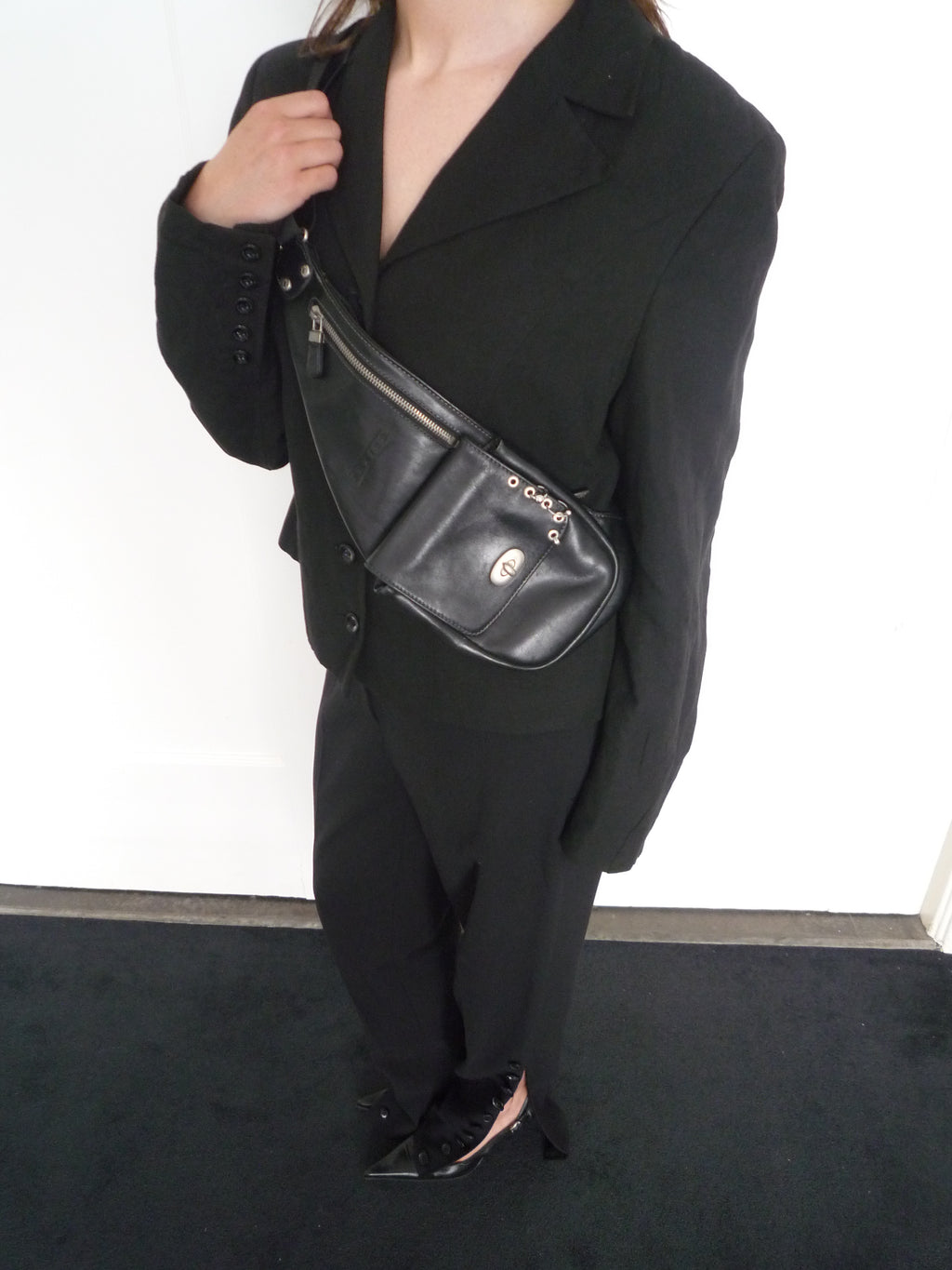 Black Leather Piercing Bag