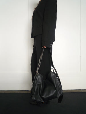 Black Leather Belt Bag