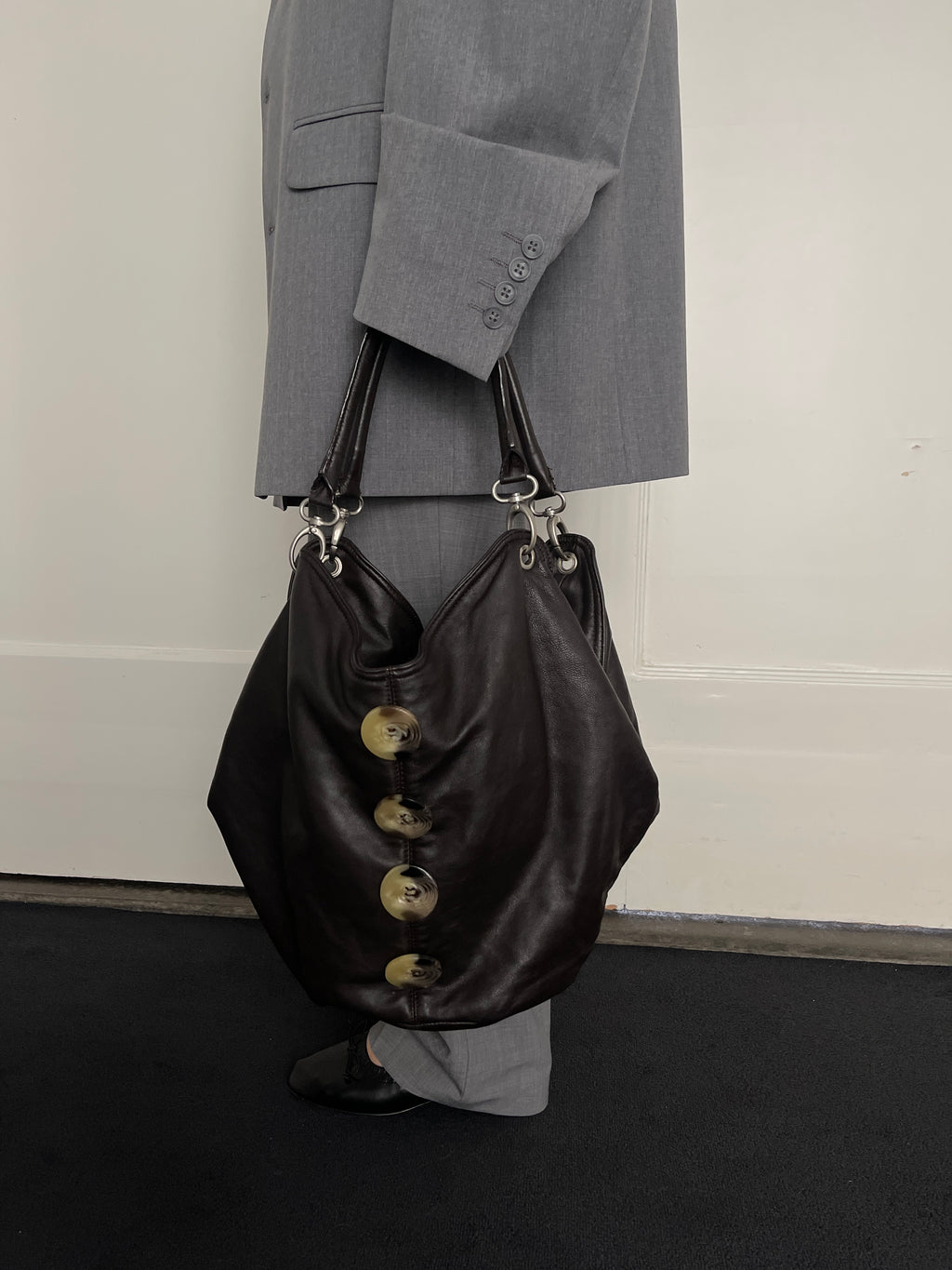 Button Bag in Brown