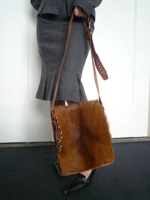Brown Cow Hair Piercing Bag