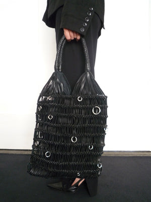 Black Woven Loop Tote