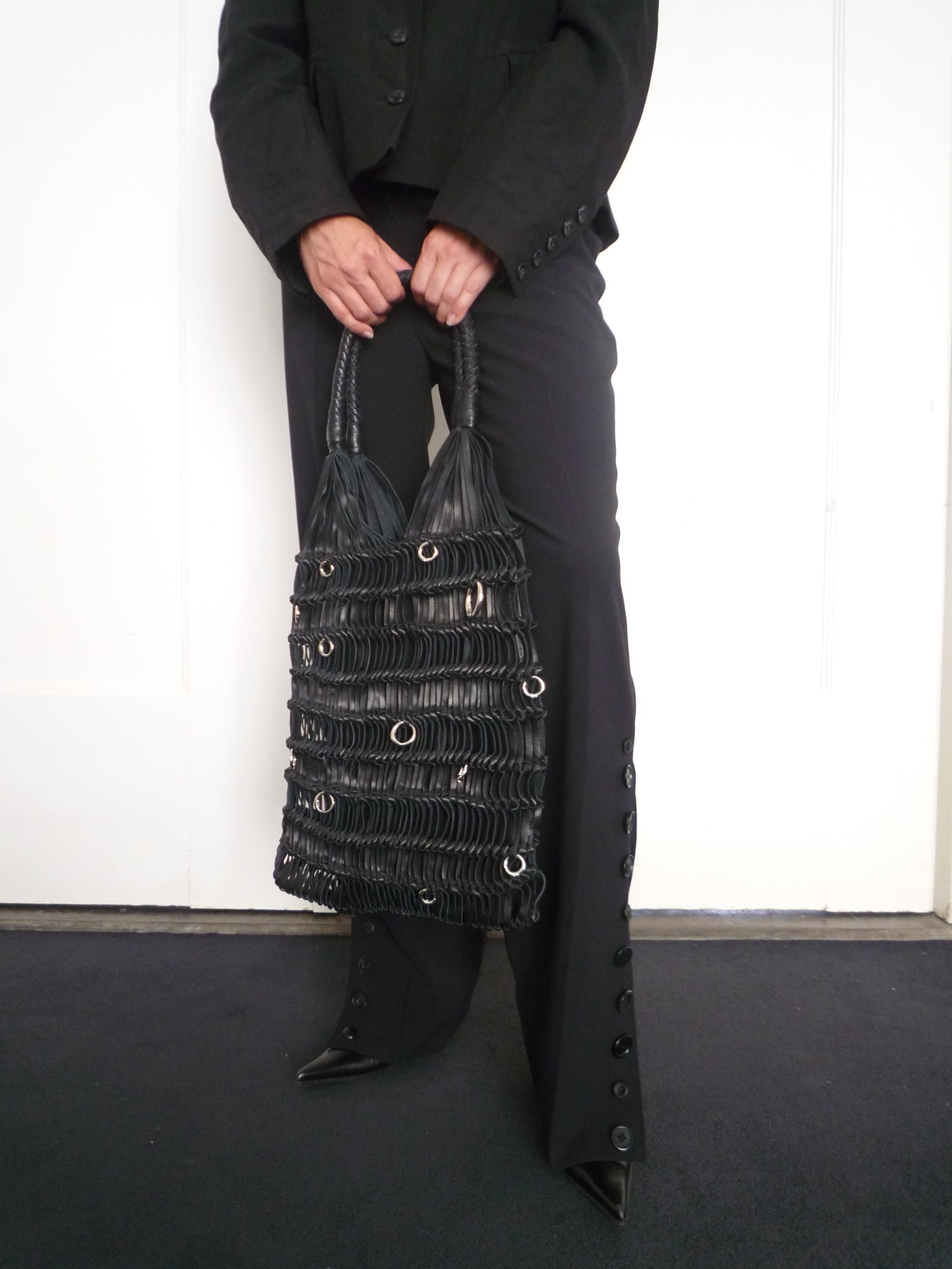 Black Woven Loop Tote