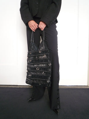 Black Woven Loop Tote