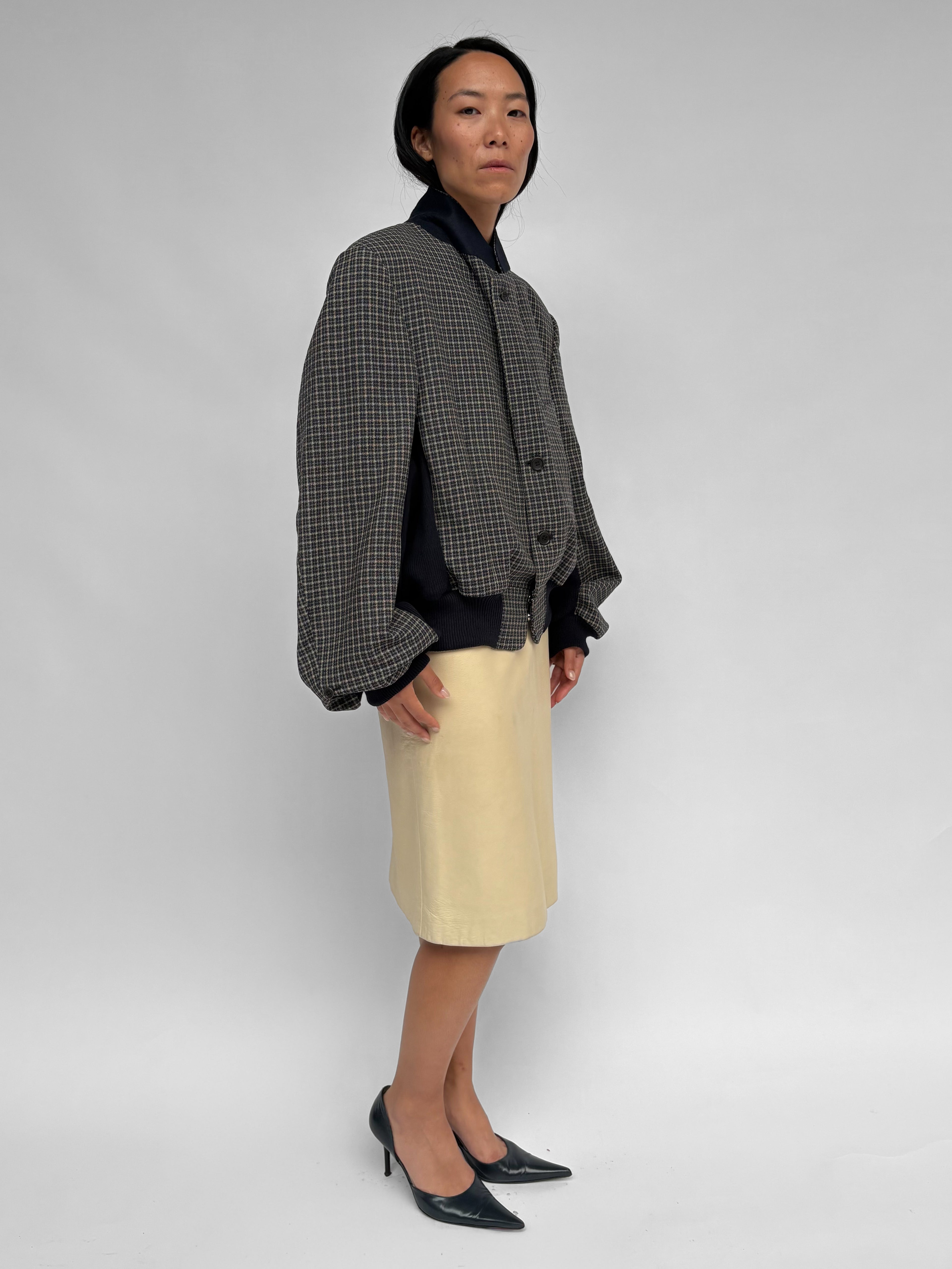 Piece No 38 — Dark Blue Check Bomber Jacket