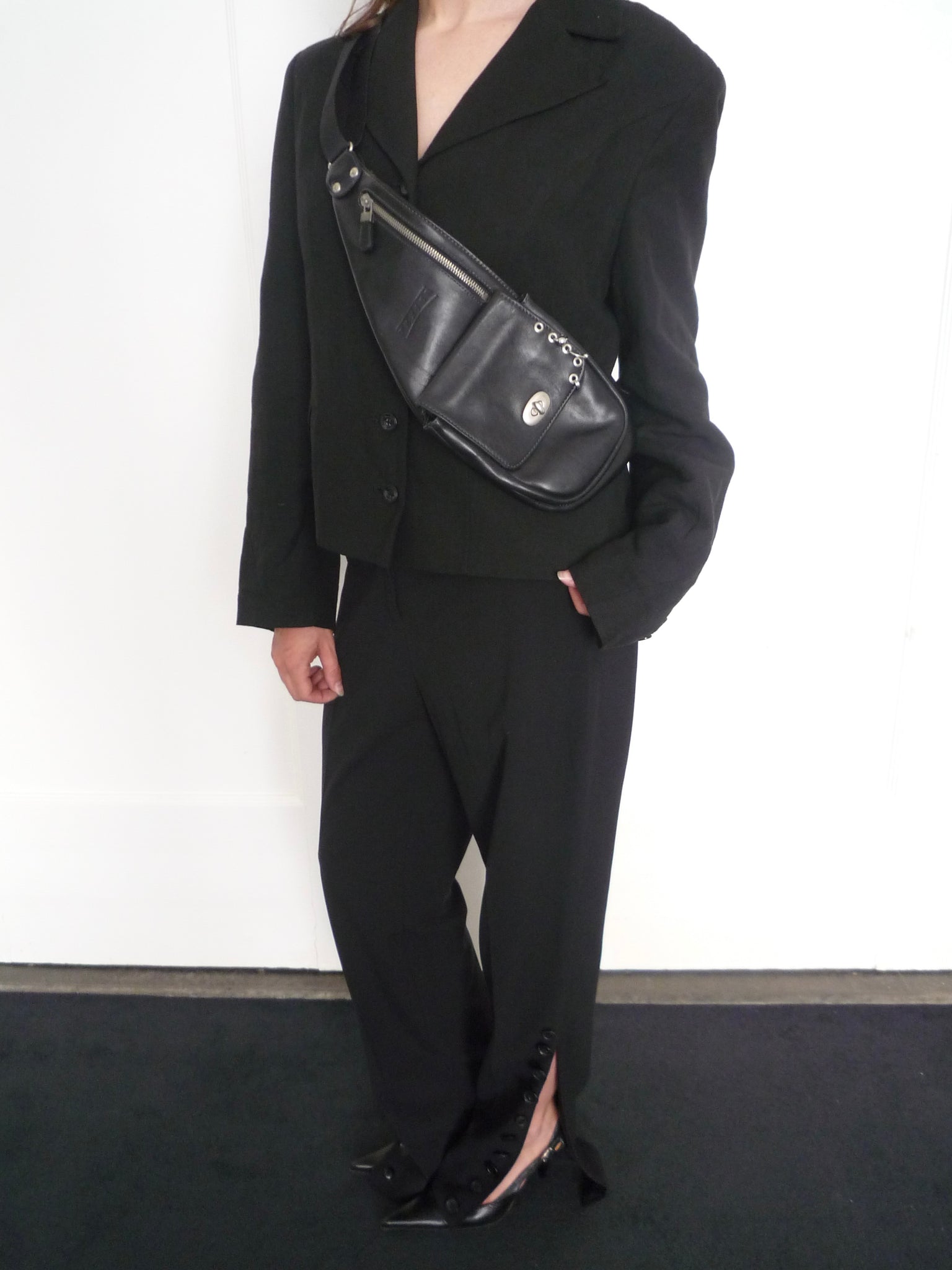 Black Leather Piercing Bag