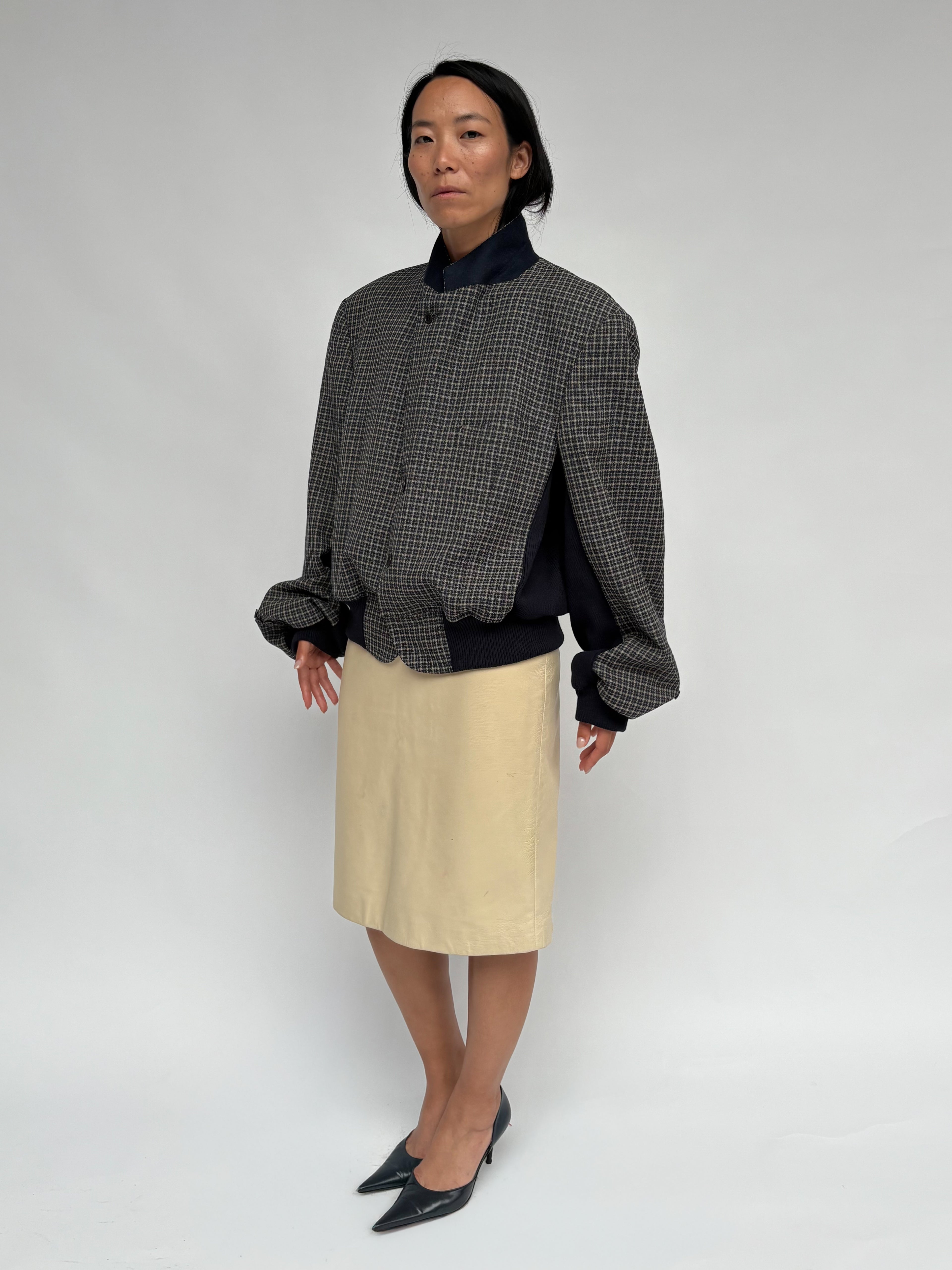 Piece No 38 — Dark Blue Check Bomber Jacket