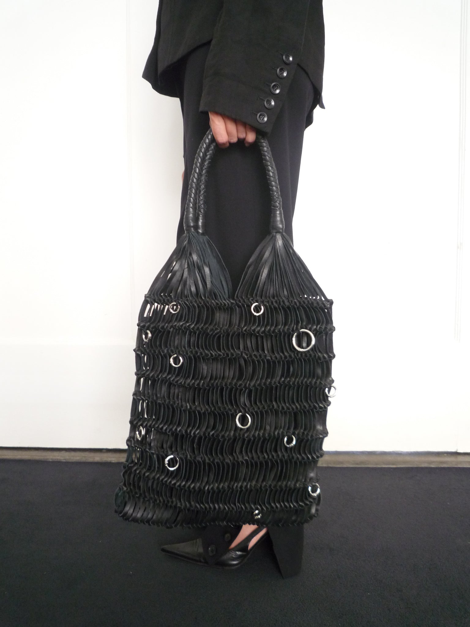 Black Woven Loop Tote