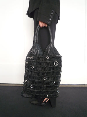 Black Woven Loop Tote