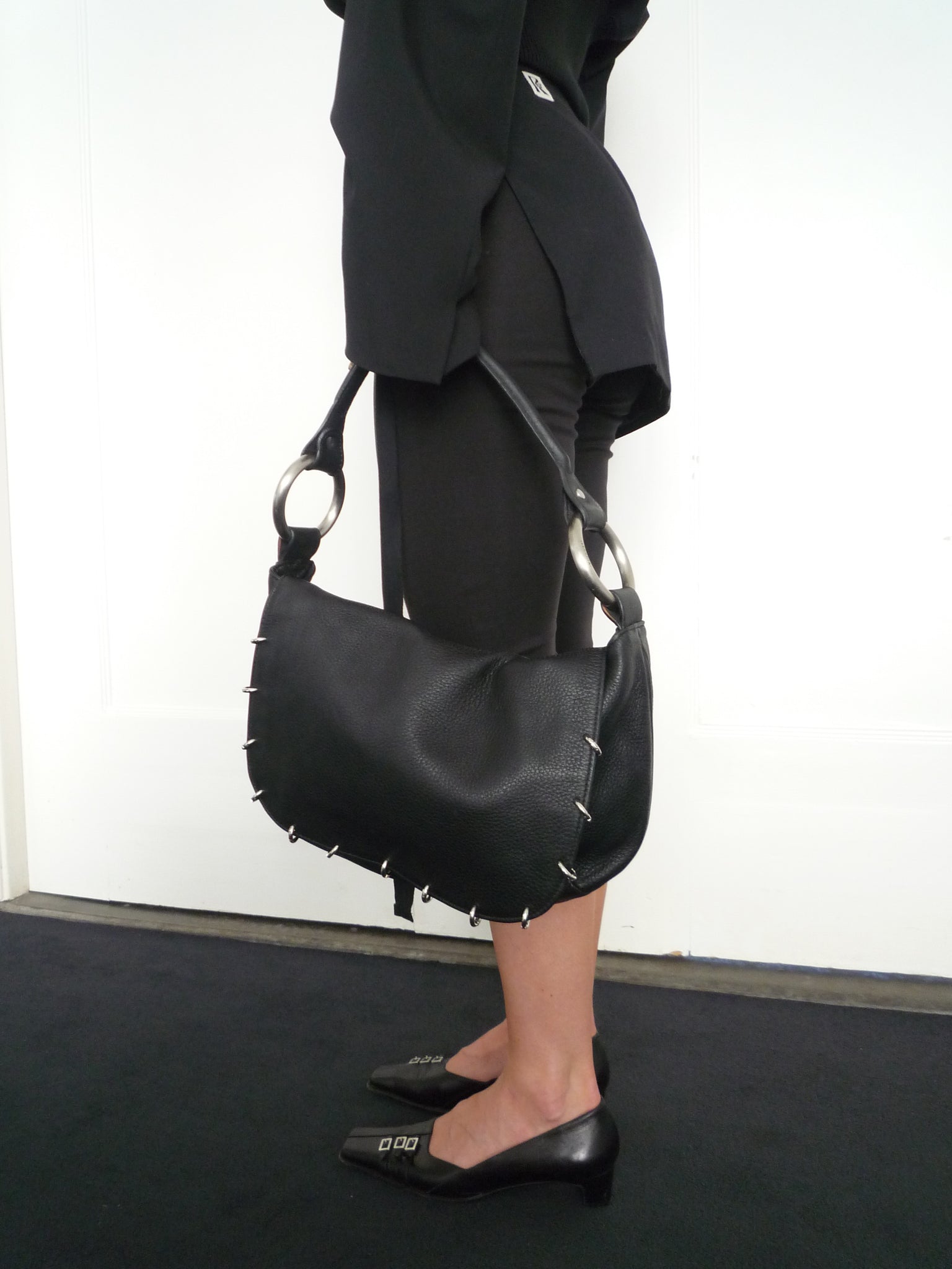 Black Leather Piercing Bag