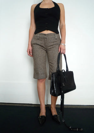 Black Leather Croc Print Hand Bag