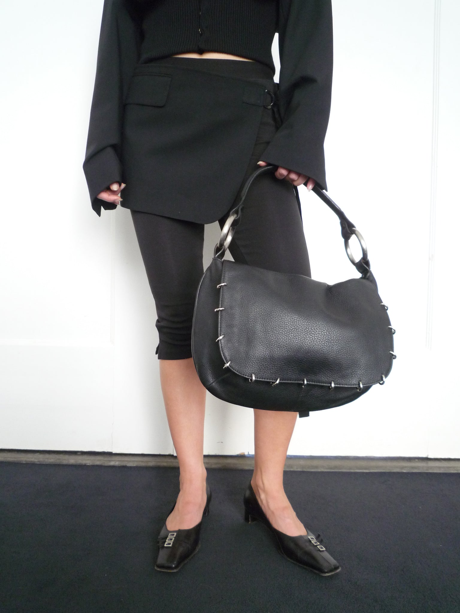 Black Leather Piercing Bag