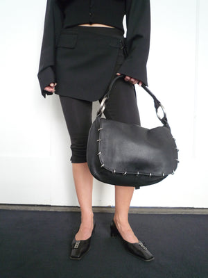 Black Leather Piercing Bag