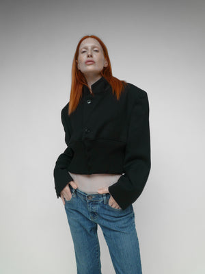 Cropped Bomber Jacket Black