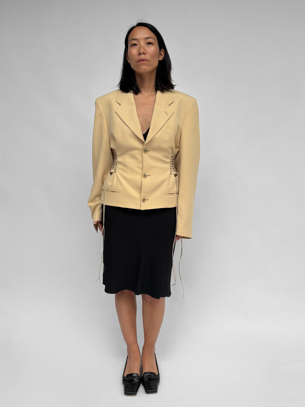 Piece No 40 — Eggshell Waist-Cinching Cropped Blazer