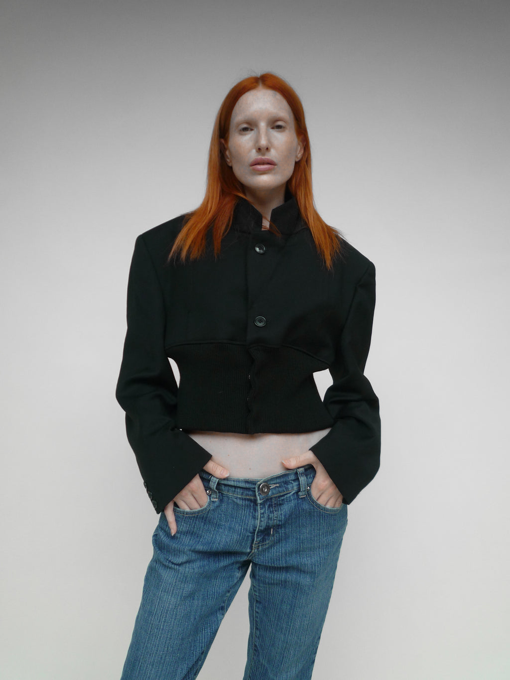 Cropped Bomber Jacket Black