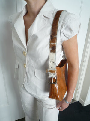 Cow Hair Belt Leather Bag