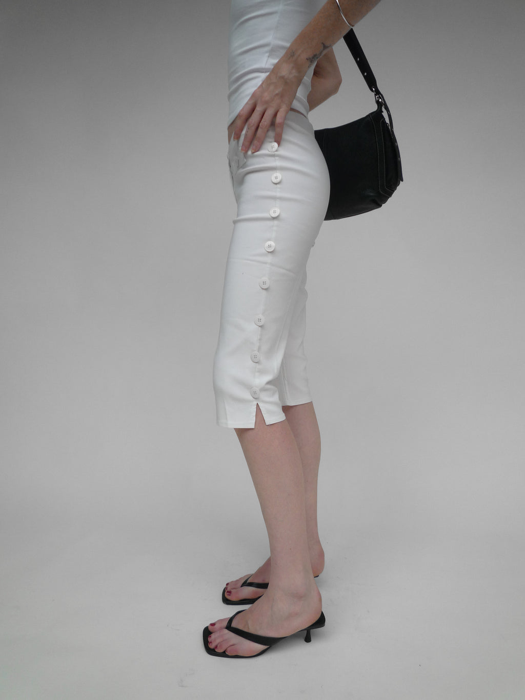 Button Trousers White