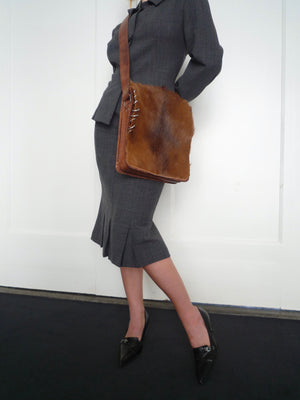 Brown Cow Hair Piercing Bag
