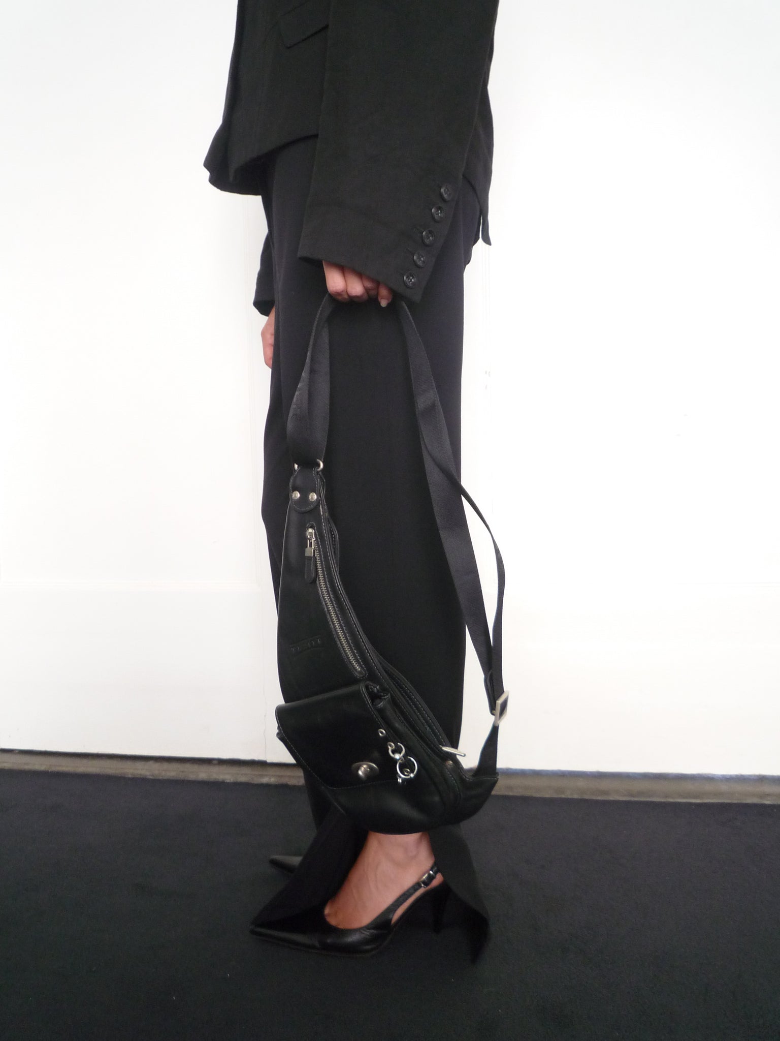 Black Leather Piercing Bag