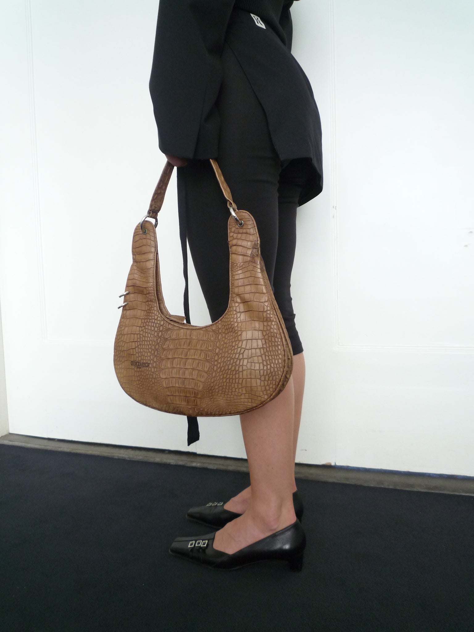 Croc Light Brown Leather Bag