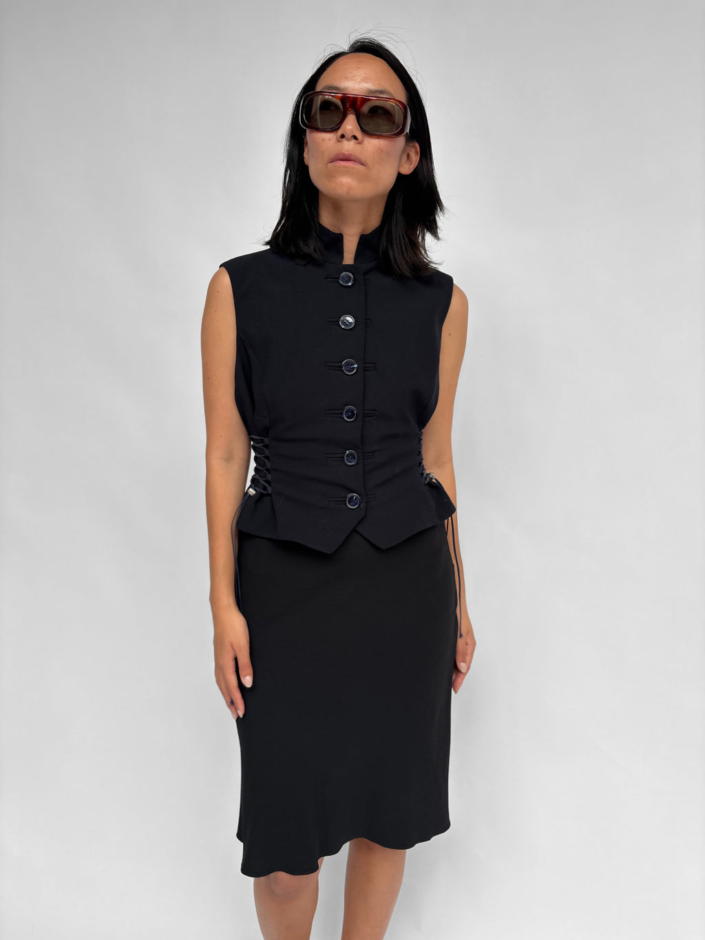Piece No 50 — 
Dark Blue Waist-Cinching Gilet