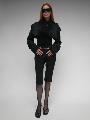 Inside Out Cropped Bomber Black