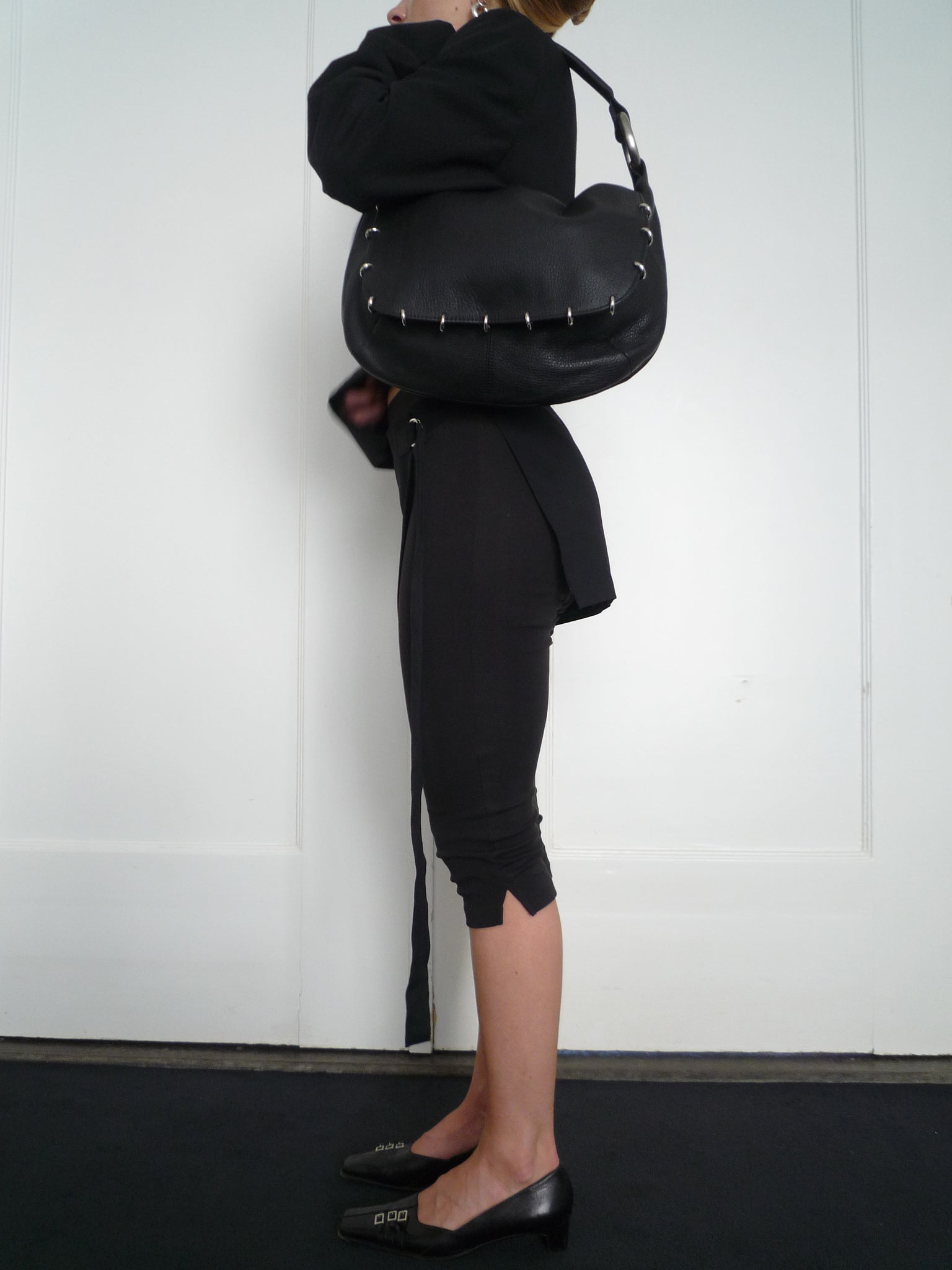 Black Leather Piercing Bag