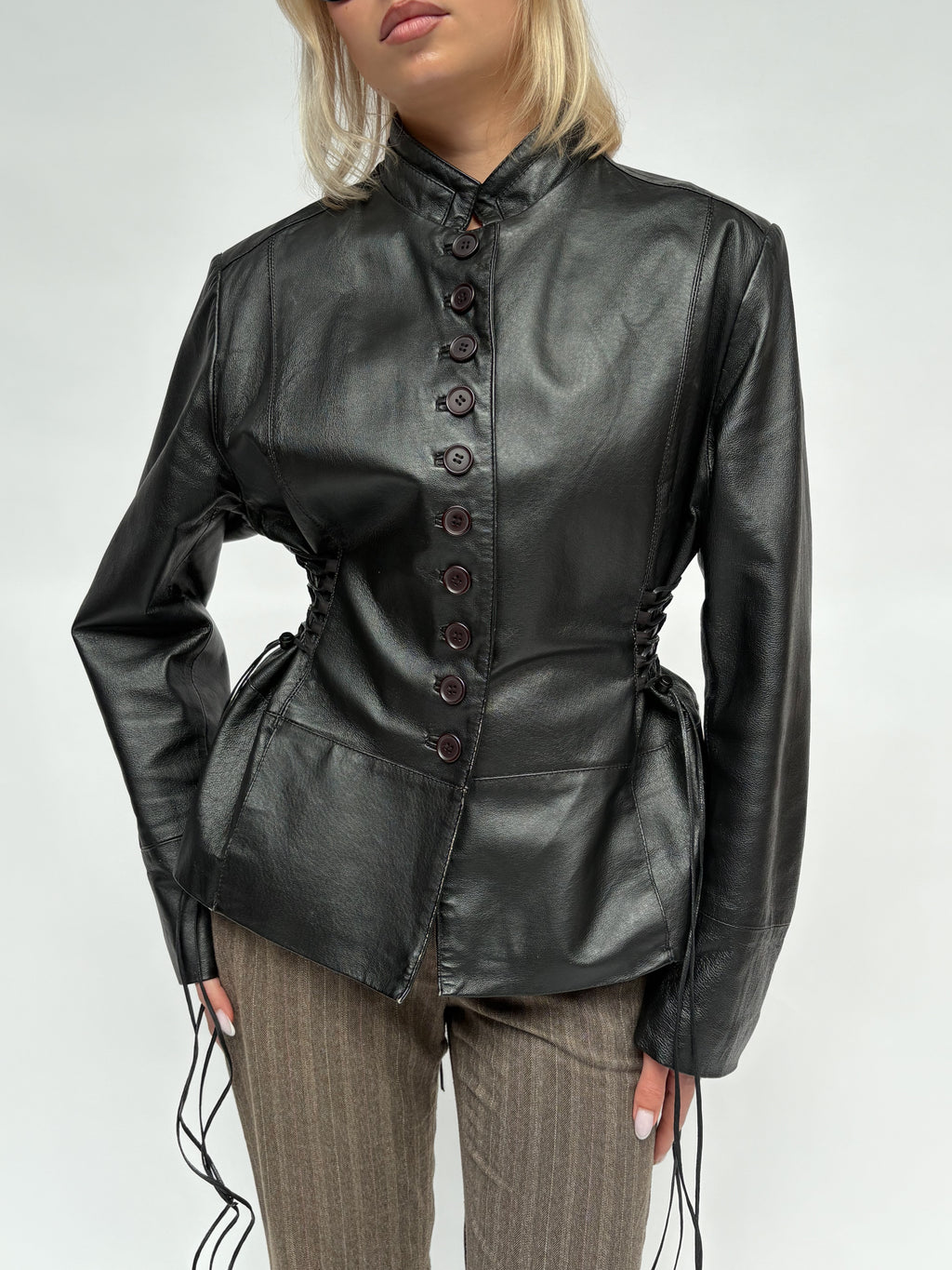 Piece No — The Leather Lace Up Jacket