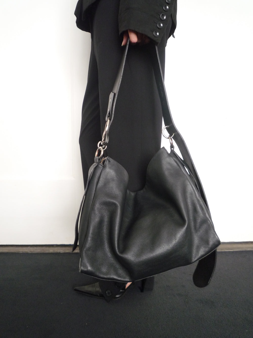 Black Leather Belt Bag