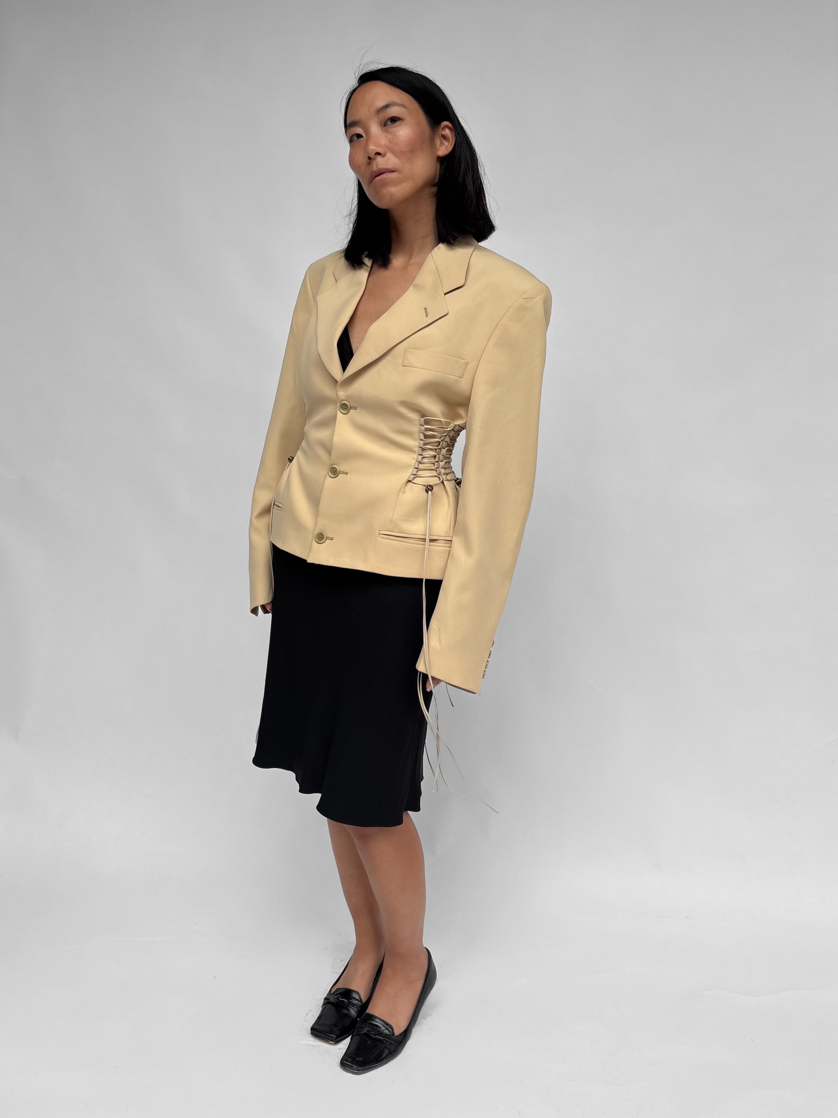 Piece No 40 — Eggshell Waist-Cinching Cropped Blazer