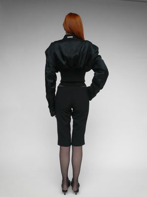 Inside Out Cropped Bomber Black