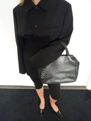 Black Leather Piercing Bag