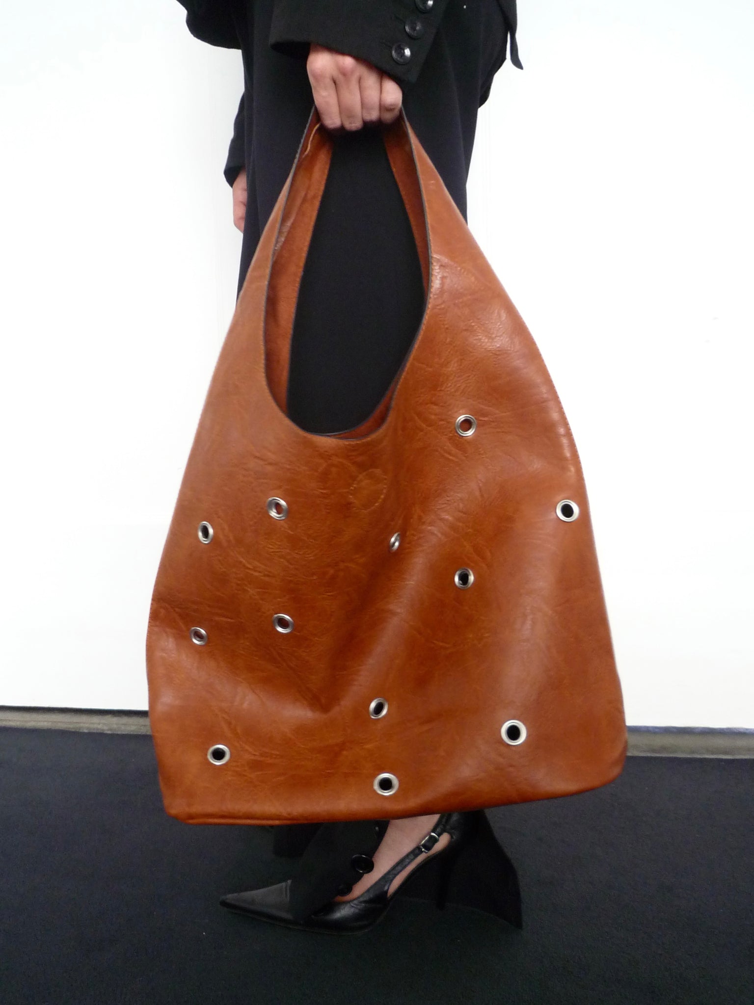 Camel Vegan Leather Eyelet’s Bag