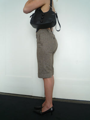 Black Leather Everyday Button Bag