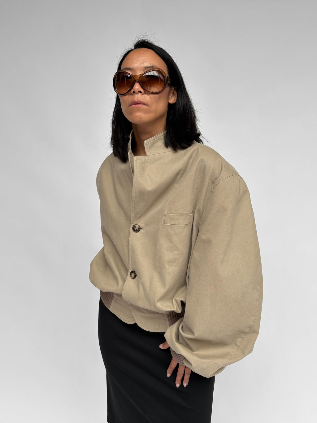 Piece No 35 — Sand Denim Bomber Jacket