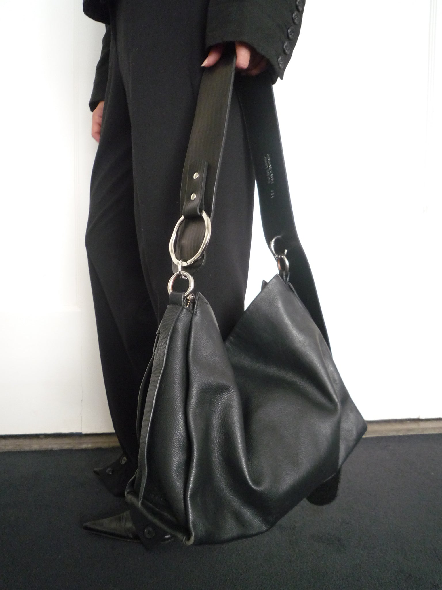 Black Leather Belt Bag