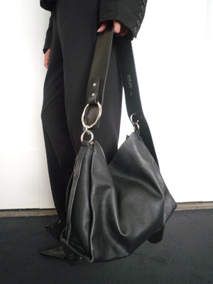 Black Leather Belt Bag