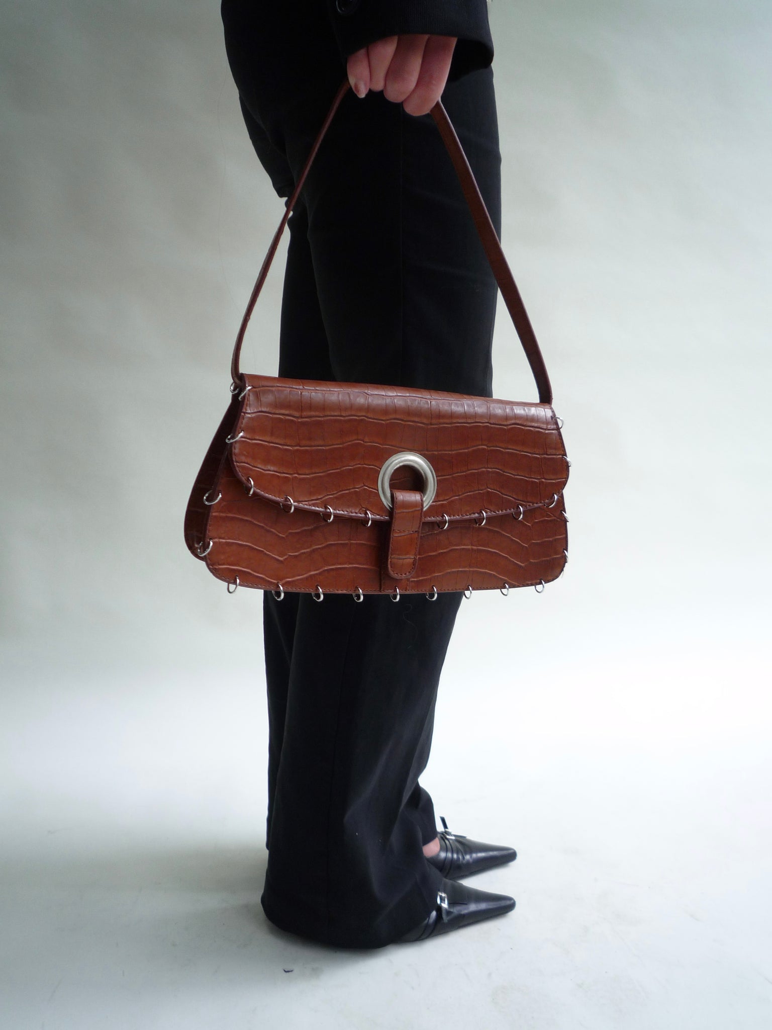 Leather Croco Piercing Bag