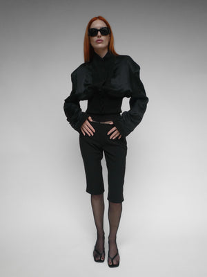 Inside Out Cropped Bomber Black