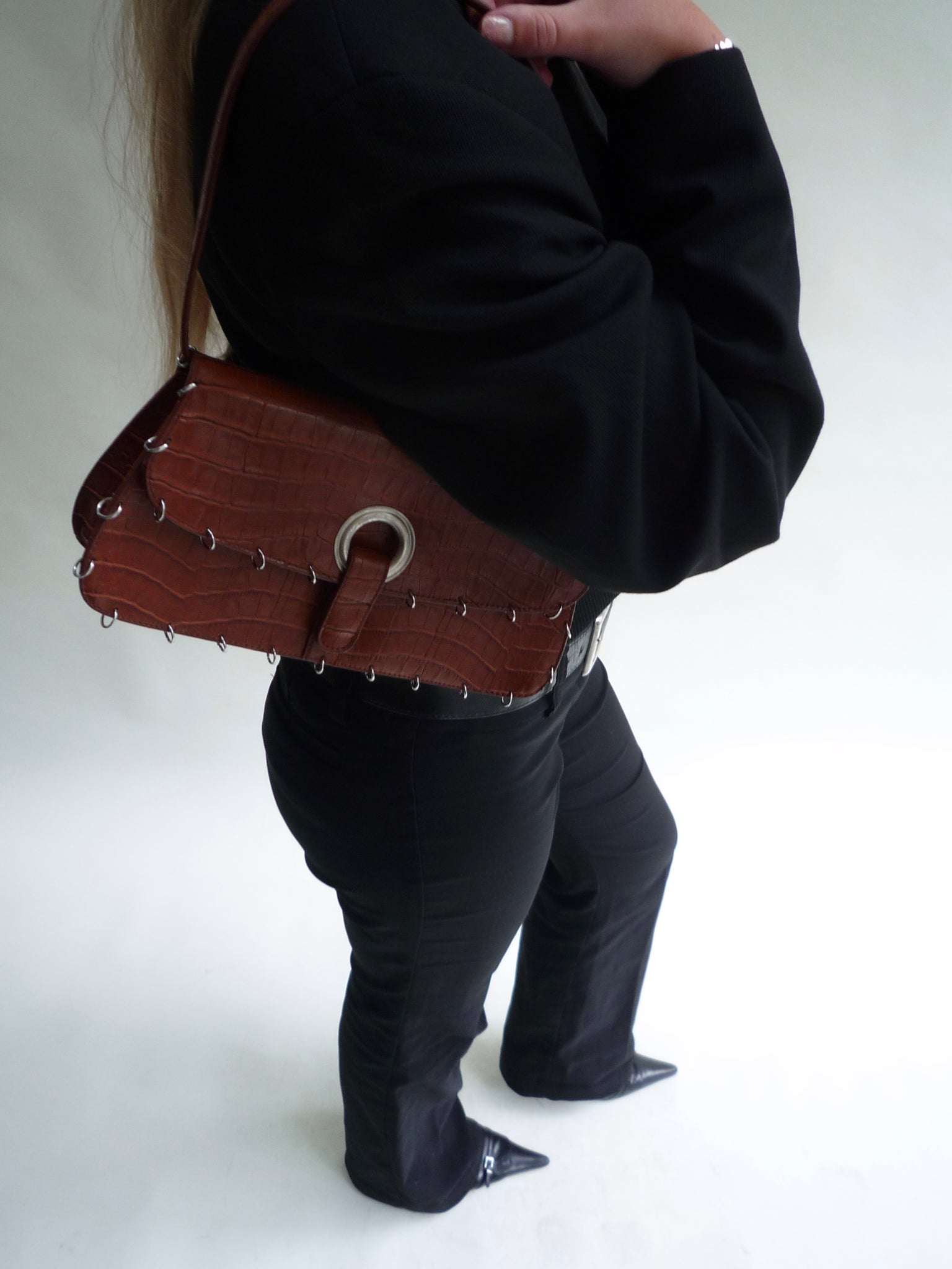 Leather Croco Piercing Bag