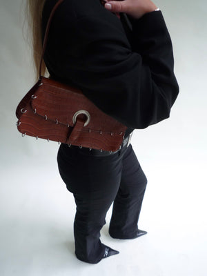 Leather Croco Piercing Bag
