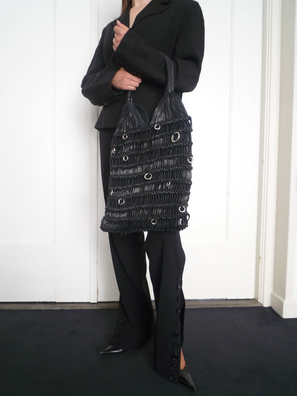 Black Woven Loop Tote